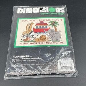 Dimensions Plan‎ Ahead Cross Stitch Kit Noah Ark Animals With Funny Quote